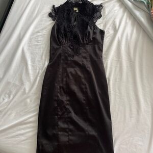 Karen Millen US 6 Black Satin Lace Evening Dress